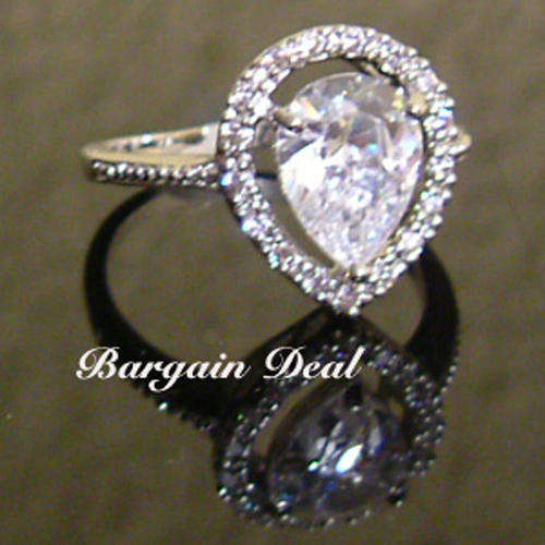 SizeL/M/P/R! Gorgeous 18stone 2.5ct Pear Cut Engagement Diamond Ring clad in 18K White Gold!!