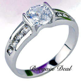 Size 6 / 7 !! 9 stone Round Brilliant Cut 2ct Engagement Diamond Ring  clad in 18K White Gold!!