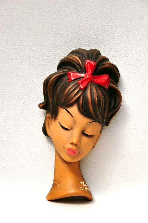 Retro Woman Head Wall Hanging, circa 1960