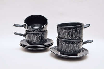 Retro Soup/Snack Bowls and Saucers, circa 1970