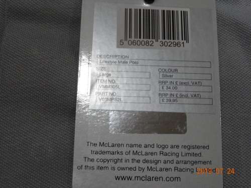 Mclaren Mercedes - Polo Lifestyle Team Shirt for Men - L- Brand New - Official Gear - WOW