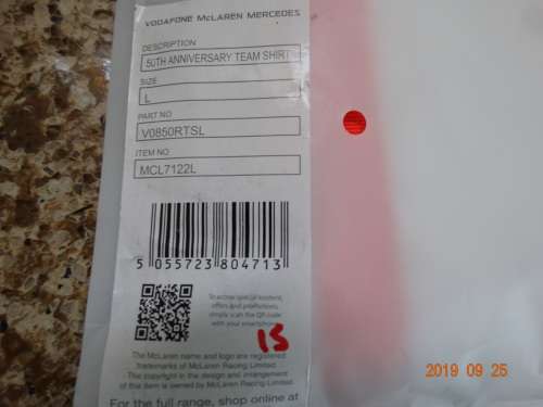 Mclaren Mercedes Vodafone - Team Shirt for Men - L-  50th Anniversar Brand New - Official Gear - WOW
