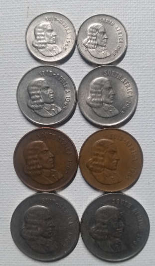 AFR AND ENG!!! 1965 CIRCULATED COIN SET 2C TO 20C (BID PER SET)