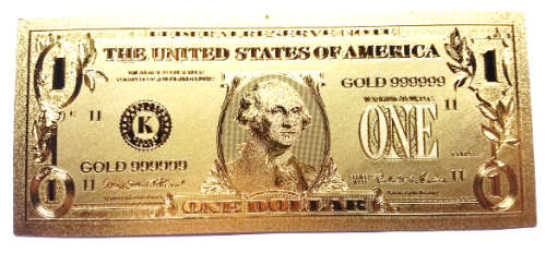 Detailed .999 24kt Gold US $1 One Dollar Bill Banknote (great gift)