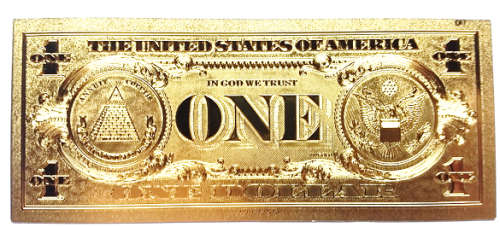 Detailed .999 24kt Gold US $1 One Dollar Bill Banknote (great gift)