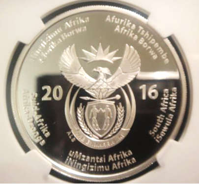 2016 South Africa Cheetah Silver 2 Rand. NGC GEM Proof - SPECIAL LABEL NATIONAL GEOGRAFIC