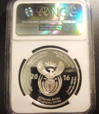 2016 South Africa Cheetah Silver 2 Rand. NGC GEM Proof - SPECIAL LABEL NATIONAL GEOGRAFIC