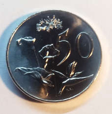 BRILLIANT 1965 PROOF AFRIKAANS 50C  (SUID AFRIKA)