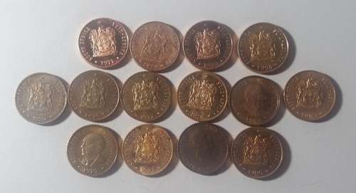 Full collection South Africa Proof 1/2 cent 1970 to 1983