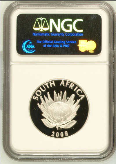 2008 SILVER 1 RAND  MAHATMA GANDHI PF68UC NGC