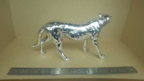 Statement Piece !  Cheetah Walking Ornament In Silver Finish