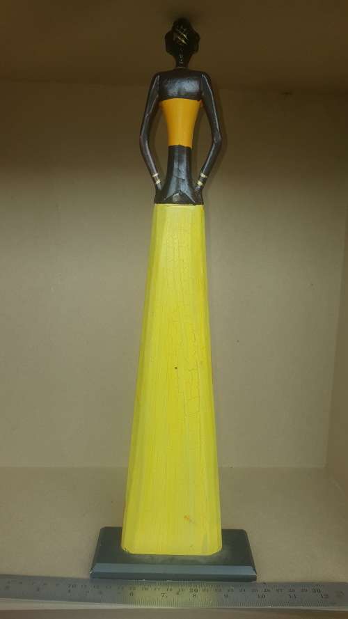 Vintage! Wooden Tall African Woman Statue - Hand Carved African Tribal Art Figurine