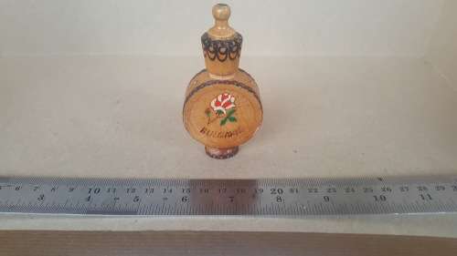 Mini Wooden Perfume Bottle - Bulgaria Rose Oil - 1950`s