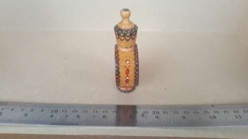 Mini Wooden Perfume Bottle - Bulgaria Rose Oil - 1950`s