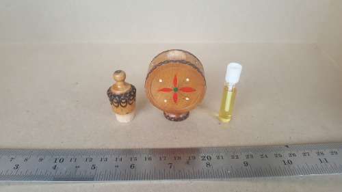 Mini Wooden Perfume Bottle - Bulgaria Rose Oil - 1950`s