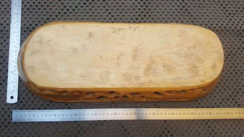 Africana! Olive Wood - Hand Carved Wildlife - Large Long Bowl - Elephants And Rhinos (Signed)