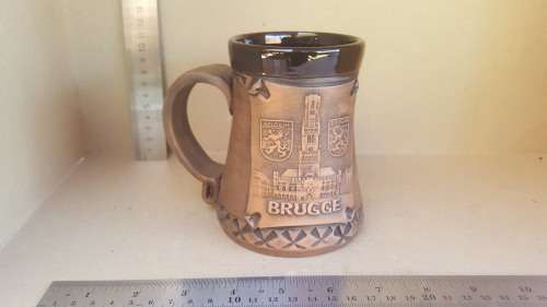 Belgian Stein Beer Mug - Embossed Ceramics - Ceramica World Handmade - Signed Pottery