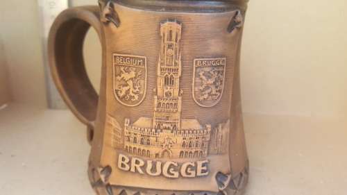 Belgian Stein Beer Mug - Embossed Ceramics - Ceramica World Handmade - Signed Pottery