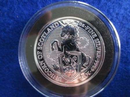 2 oz -  .999 Fine Silver GB Queens Beasts - Unicorn of Scotland - 2018 - Encapsulated.