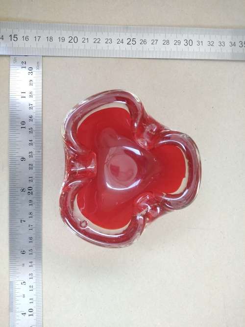 Vintage!  - Murano - Heavy Red Glass Ashtray