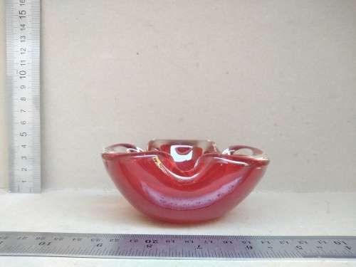 Vintage!  - Murano - Heavy Red Glass Ashtray