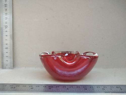 Vintage!  - Murano - Heavy Red Glass Ashtray