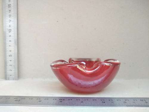 Vintage!  - Murano - Heavy Red Glass Ashtray