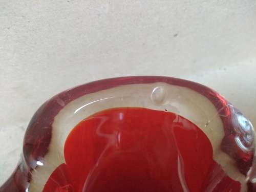 Vintage!  - Murano - Heavy Red Glass Ashtray