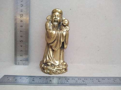 Chinese Feng Shui Three Wise Men, Fu Lu Shou Figurines Gold Resin Statues for Prosperity and Luck