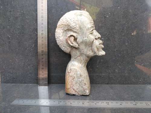 African! - Hand Carved - Stone Tribal Bust Of An Old Man With Goatee