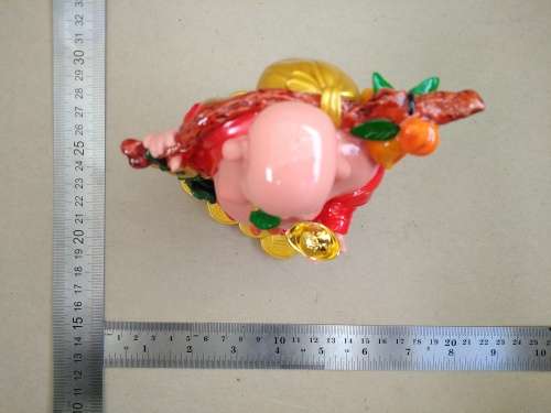 Chinese -Feng Shui - Standing Laughing Buddha with Coins and Ignot