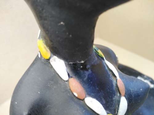 Africana! Hand painted - Plaster Sculpture - African Woman Holding Pot (Repaired)