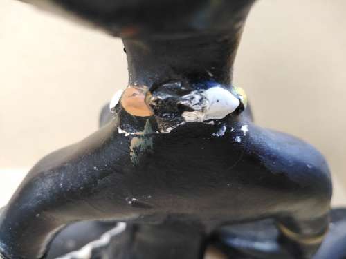 Africana! Hand painted - Plaster Sculpture - African Woman Holding Pot (Repaired)