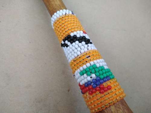 Africana! Traditional Zulu Hand Carved Ukhezo - Wooden Large / Deep Serving Spoon / Ladle - Beaded