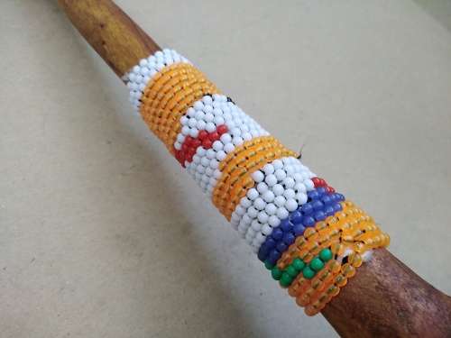 Africana! Traditional Zulu Hand Carved Ukhezo - Wooden Large / Deep Serving Spoon / Ladle - Beaded