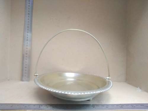 Vintage! Silver Plated - Oval Swing Handled Footed / Pedestal Serving Basket Tray