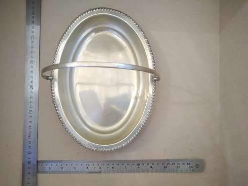 Vintage! Silver Plated - Oval Swing Handled Footed / Pedestal Serving Basket Tray