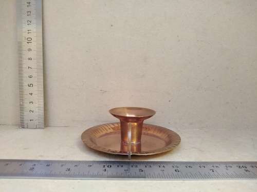 Vintage! Copper -  1963 Rhodesia Coin Handle - Round Candlestick Holder