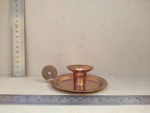 Vintage! Copper -  1963 Rhodesia Coin Handle - Round Candlestick Holder
