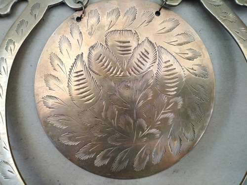 Vintage! Indian - Hand Etched - Brass - Peacock Gong (No Stricker)
