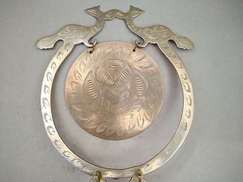 Vintage! Indian - Hand Etched - Brass - Peacock Gong (No Stricker)