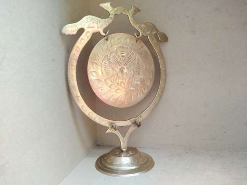Vintage! Indian - Hand Etched - Brass - Peacock Gong (No Stricker)