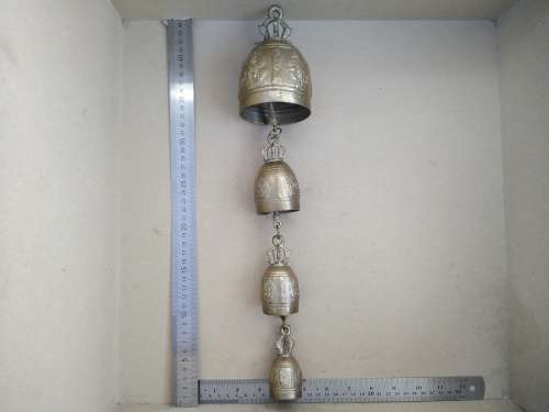 Vintage! Embossed Cascading Indian Brass 4 Tier Bell / Chime