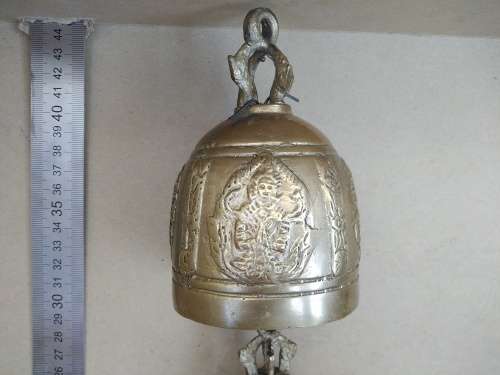 Vintage! Embossed Cascading Indian Brass 4 Tier Bell / Chime