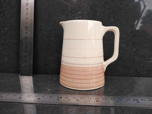 Vintage! England - Grays Pottery - Art Deco - Ivory and Peach Stripe - Cream Jug