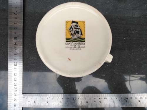 Vintage! England - Grays Pottery - Art Deco - Ivory and Peach Stripe - Cream Jug