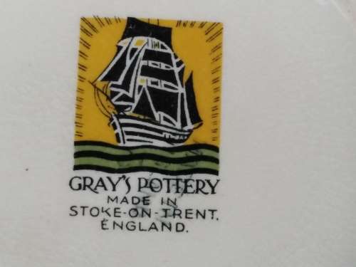 Vintage! England - Grays Pottery - Art Deco - Ivory and Peach Stripe - Cream Jug