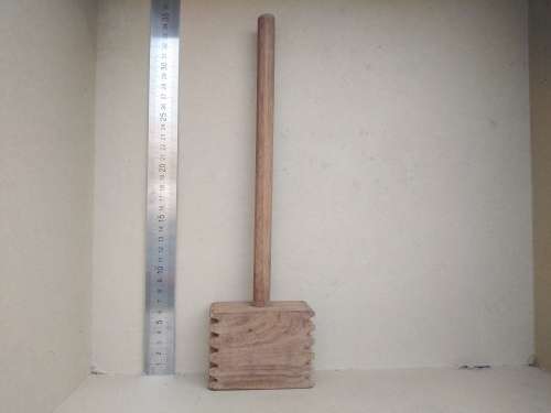 Vintage! Treenware - 34cm Square Wooden - Meat Mallet / Tenderiser