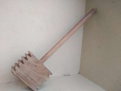 Vintage! Treenware - 34cm Square Wooden - Meat Mallet / Tenderiser