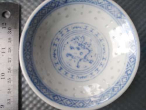 Vintage! Chinese - Dragon / Chrysanthemum - JingDeZhen - Translucent Rice Eye - Set Of 4 Rice Bowls
